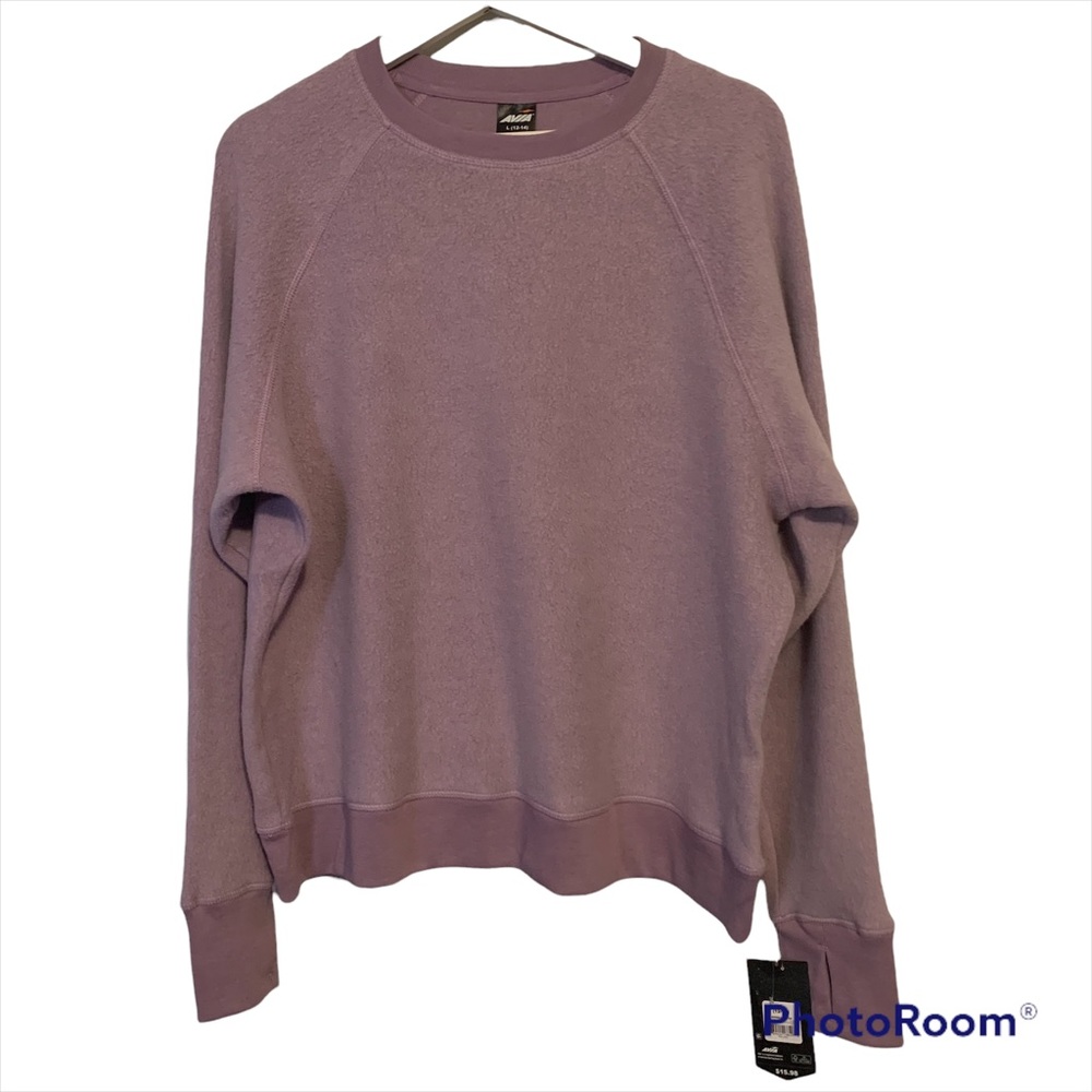 Avia XL 16-18 reverse fleece purple top sweatshirt pullover soft workout gym